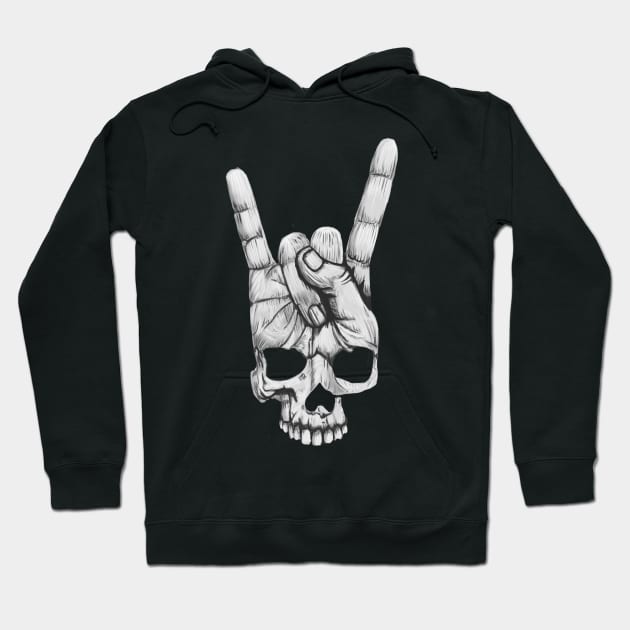 Rock On Hand-Skull Hoodie by Mystik Media LLC